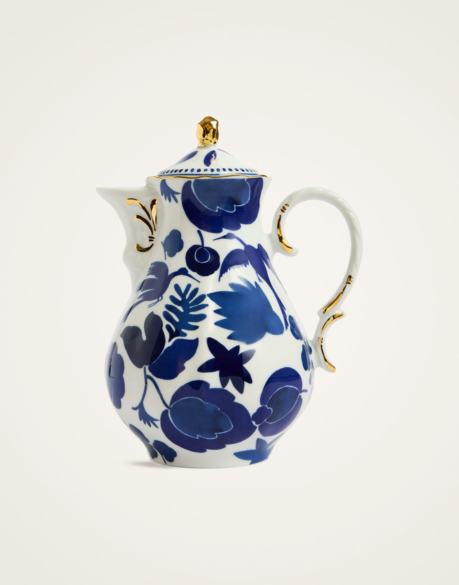 La DoubleJ Mama Teapot Wildbird Blue POT0001CER001BIR01BU03