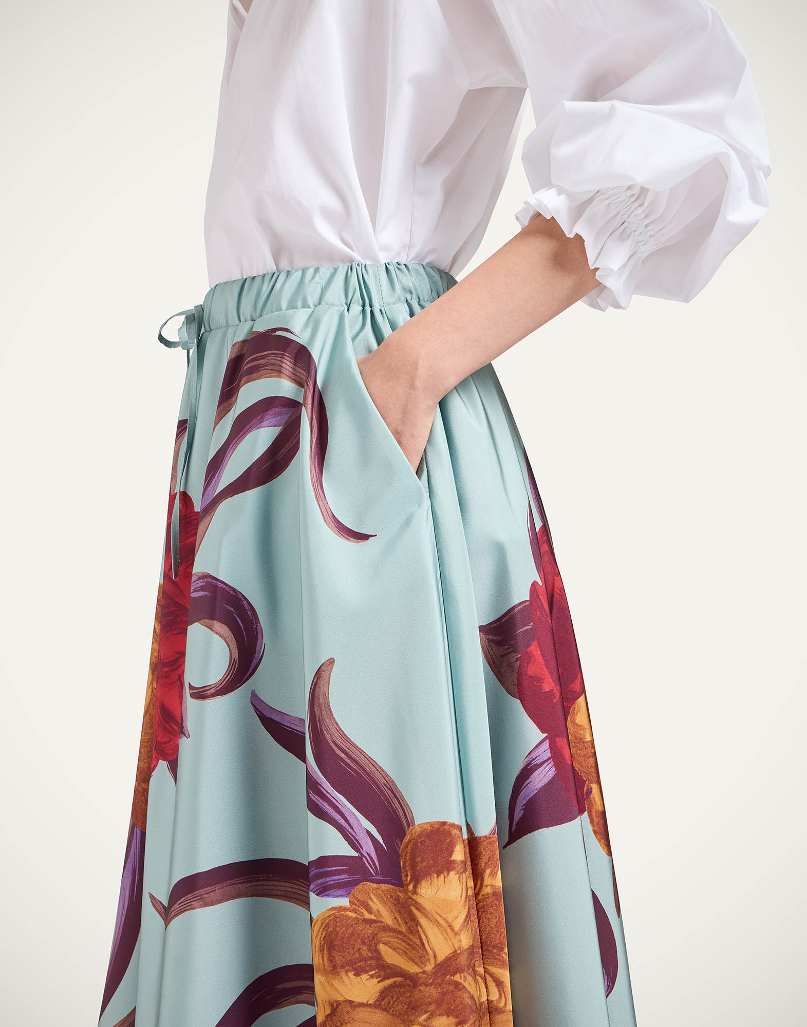 La DoubleJ Drawstring Skirt Peony Plac&eacute;e Light Blue SKI0106FAI004PEO06BU01