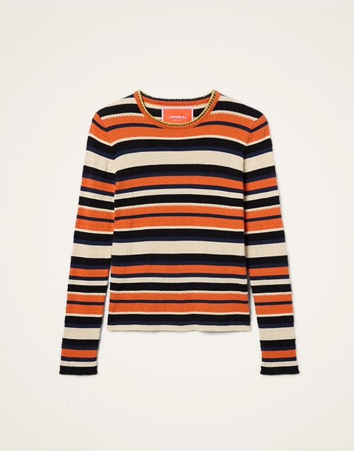 La DoubleJ Veneziana Top Multicolor Orange PUL0272KNI154VA375OR02