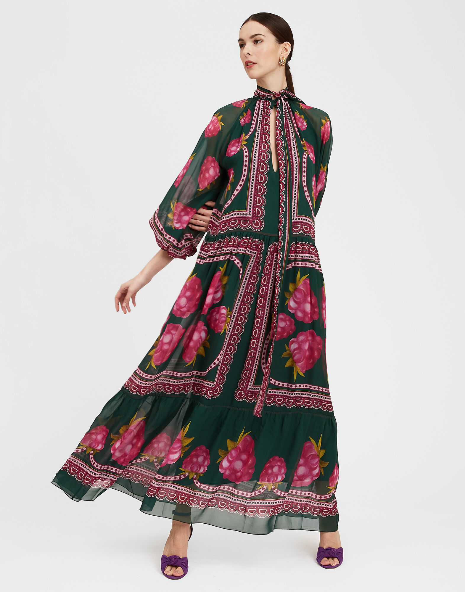 La DoubleJ Athena Dress Lampone Plac&eacute;e Emerald DRE0618SIL014FMB06GR04