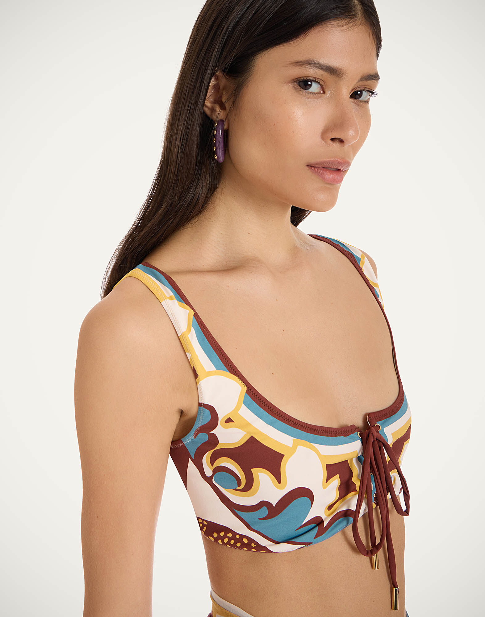 La DoubleJ Sunset Bikini Top Palazzo Plac&eacute;e Chocolate SWI0046LYC006PAL08BR07