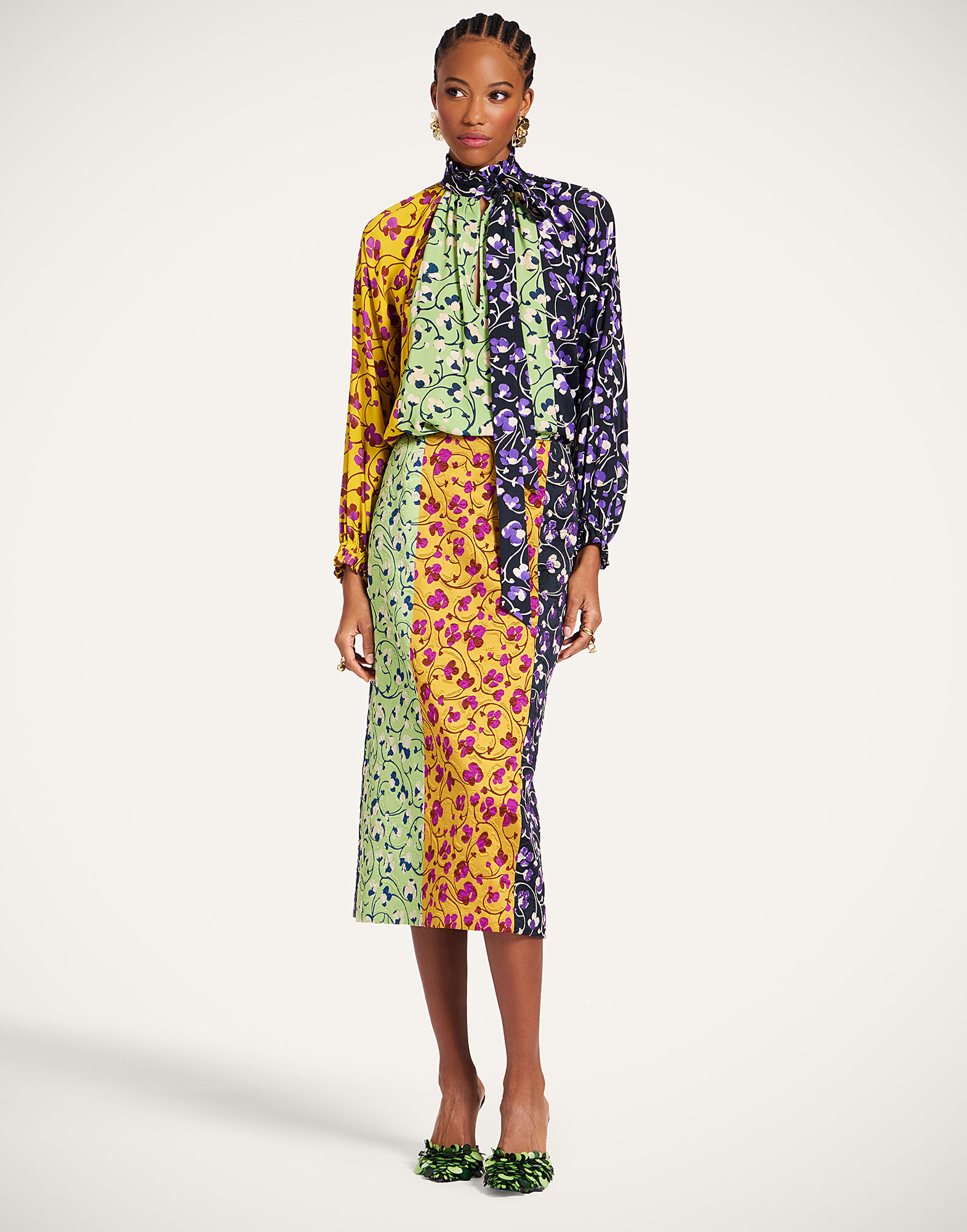 La DoubleJ Cerere Blouse Honeysuckle Tricolor Plac&eacute;e Yellow SHI0086VIS019HNY04YE02