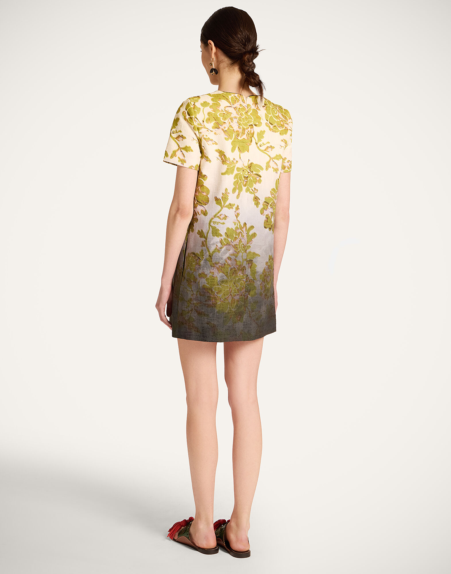 La DoubleJ Mini Swing Dress Oasis Ombr&eacute; Plac&eacute;e Green & Black DRE0658COT005OAO01GR02