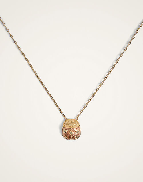 La DoubleJ Lady Scarab Necklace 24K Gold Plate & Rhinestone NEC0053MET002SOLIDPI01