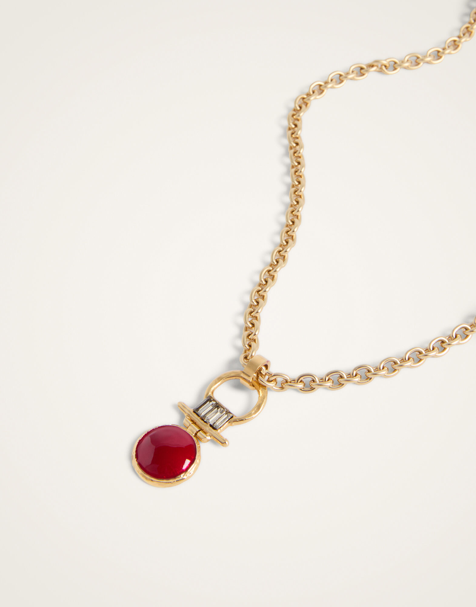 La DoubleJ Mini Shen Loop Necklace 24K Gold Plate And Enamel NEC0066BRA003SOLIDRE02