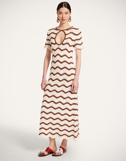 La DoubleJ Wavy Swing Dress Bicolor White & Chocolate DRE1045KNI203VA494WH01