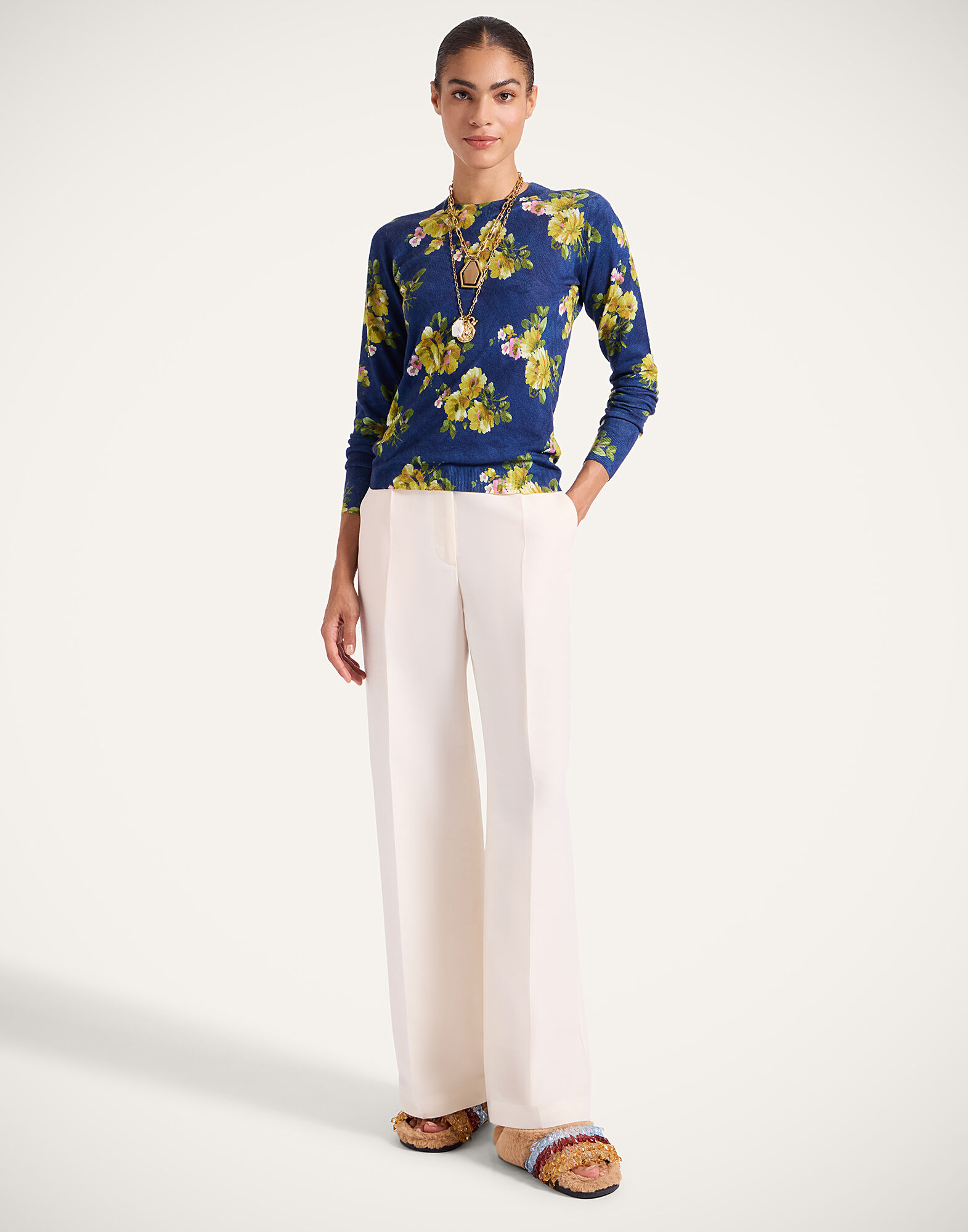 La DoubleJ Silky Crew Neck Riptide Midnight Blue PUL0305KNI172RIP01BU04