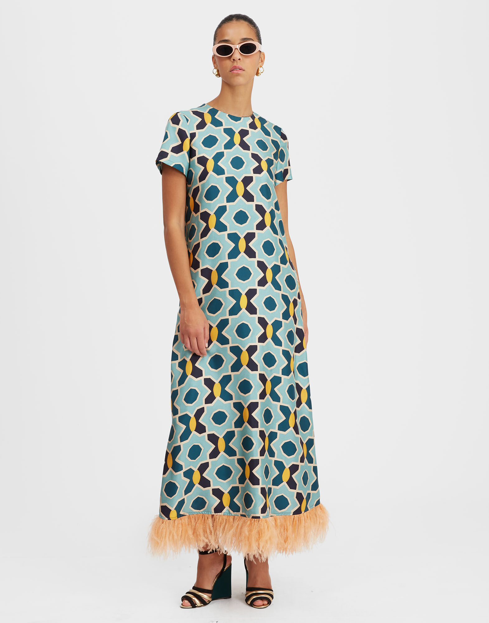 La DoubleJ Swing Dress Plaza Light Blue DRE0316SIL001PLA01BU01