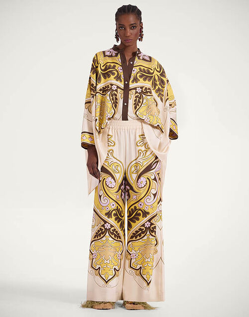 La DoubleJ Palazzo Pants Spells Placée Yellow TRO0026SIL006SPE01YE02