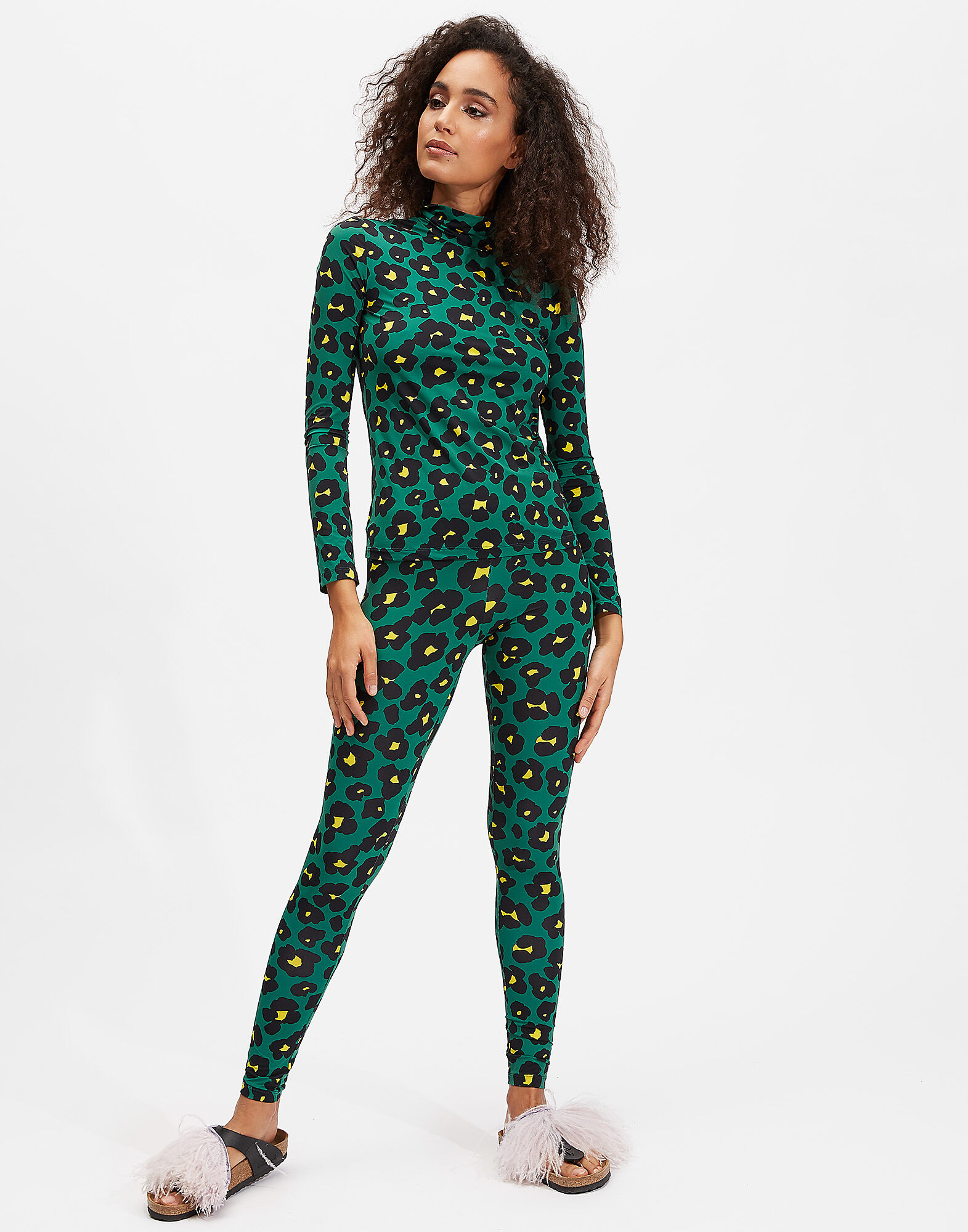 LaDoubleJ Leggings Flower Leopard Verde TRO0013JER005FLL0002