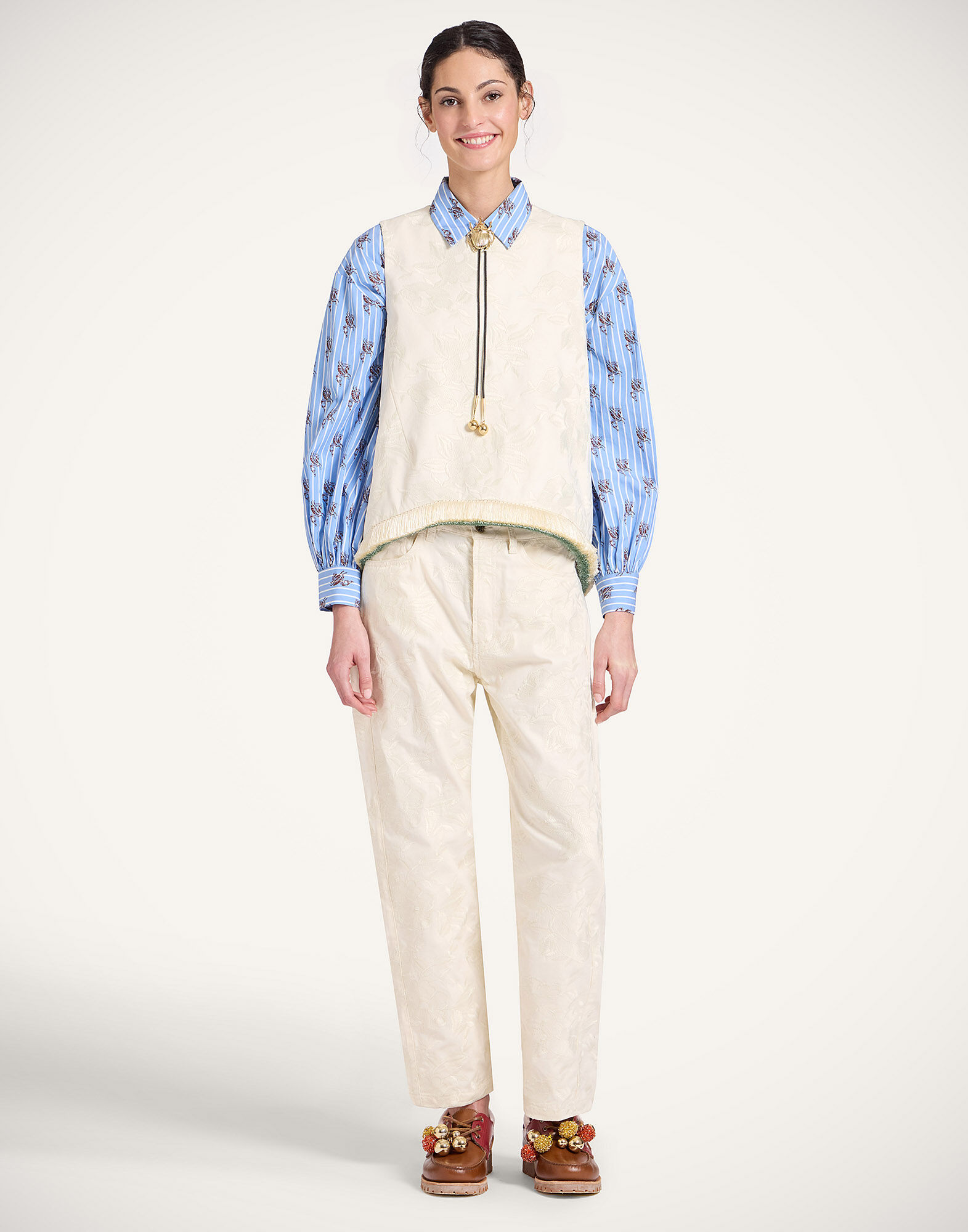 La DoubleJ Fancy Pants Solid Ecru TRO0196COT086SOLIDBR05