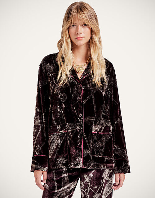 La DoubleJ Pajama Shirt Bamboo Burgundy SHI0077DEV004BMB03RE07