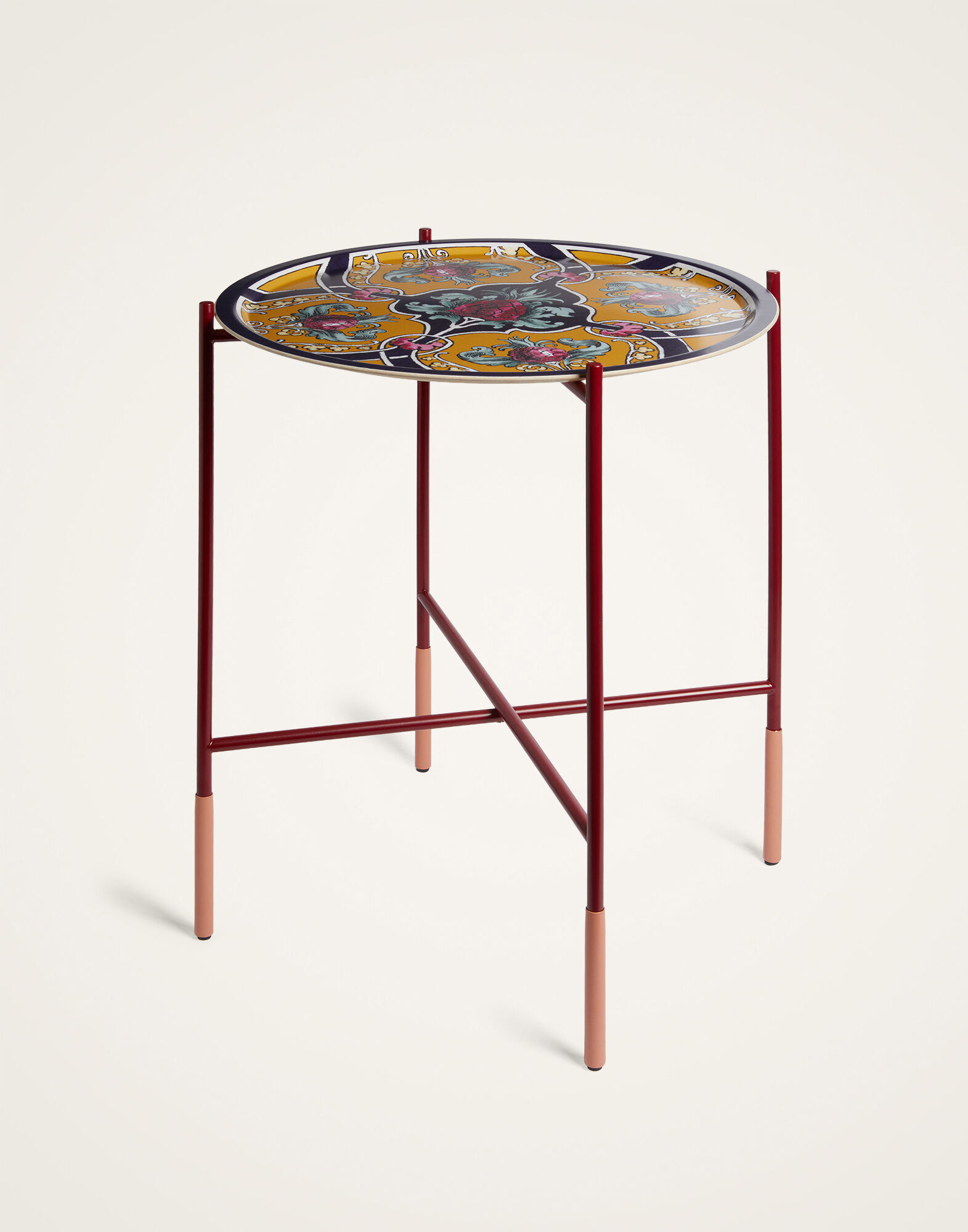 La DoubleJ Large Round Printed Tray Ananas Yellow TRA0006WOD001ANA01YE02