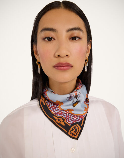 La DoubleJ Foulard 45 Mariposa Placée Celeste SCA0065SIL006MAR07BU12