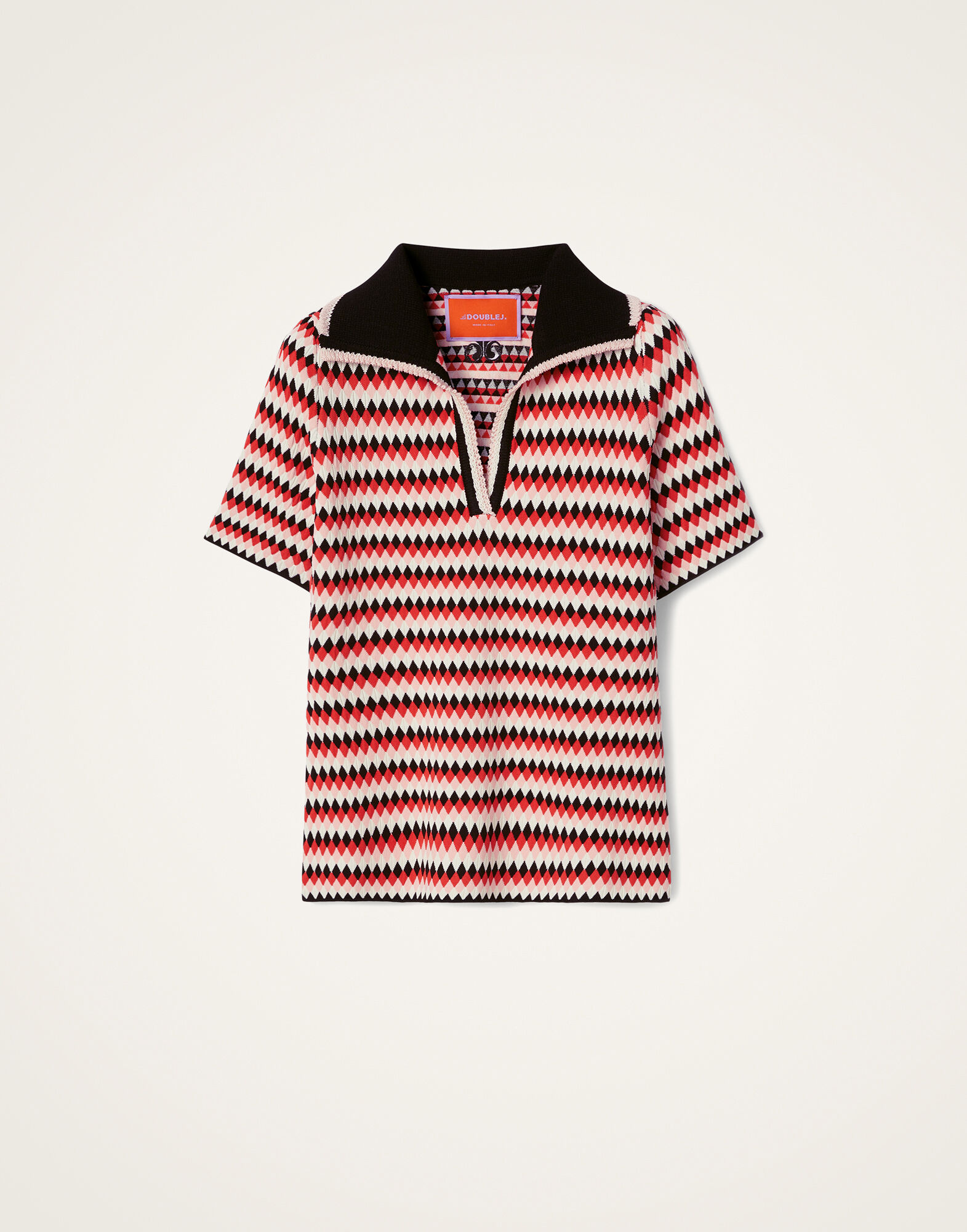 La DoubleJ Checkers Polo Multicolor Red & Pink PUL0268KNI159VA371PI01