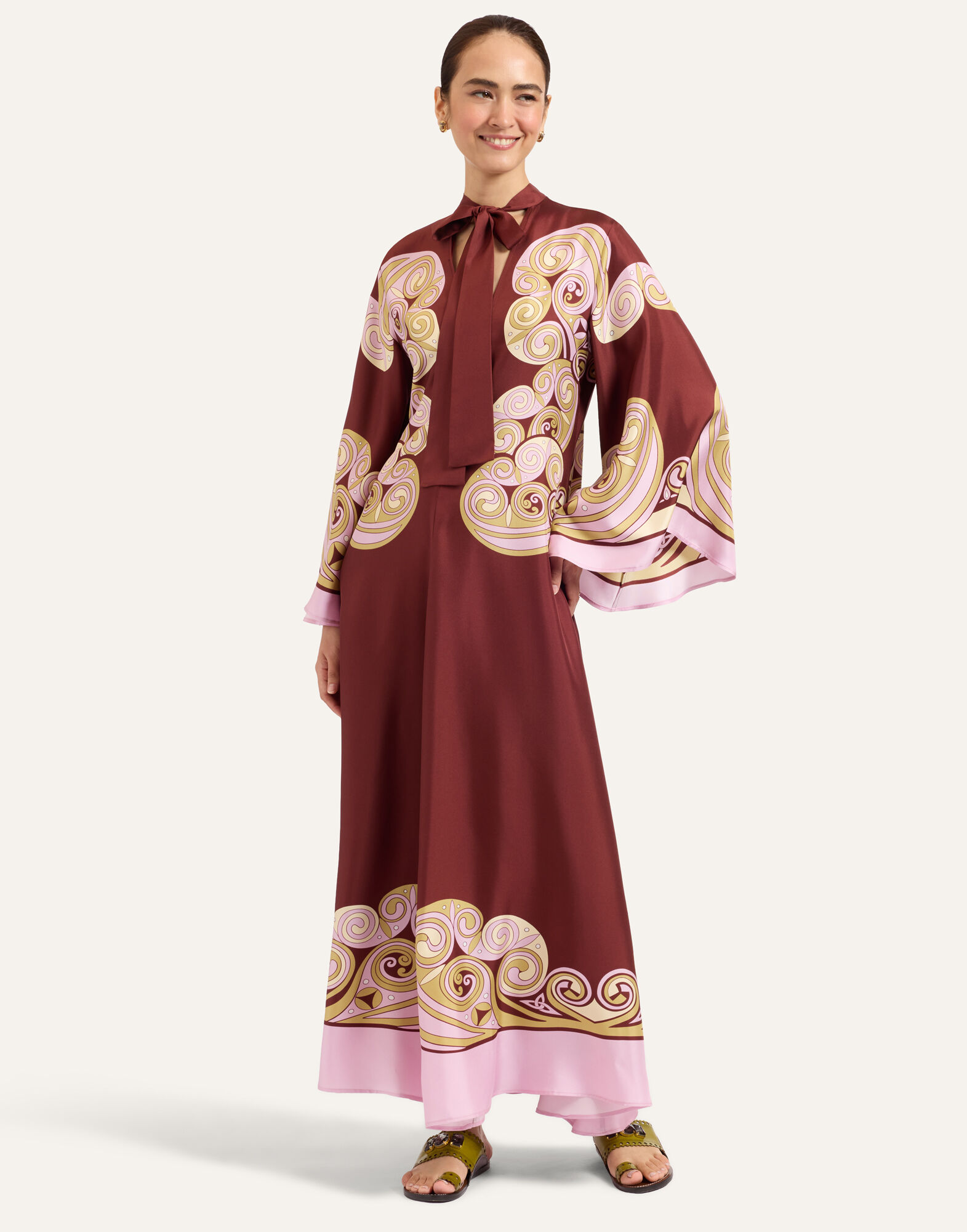 La DoubleJ Magnifico Dress Kells Swirl Plac&eacute;e Burgundy DRE0232SIL006KLS01RE07