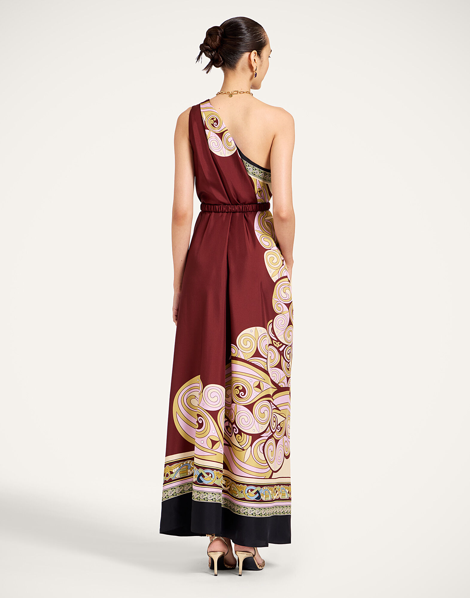 La DoubleJ Roy Dress Kells Swirl Plac&eacute;e Burgundy DRE0304SIL006KLS01RE07