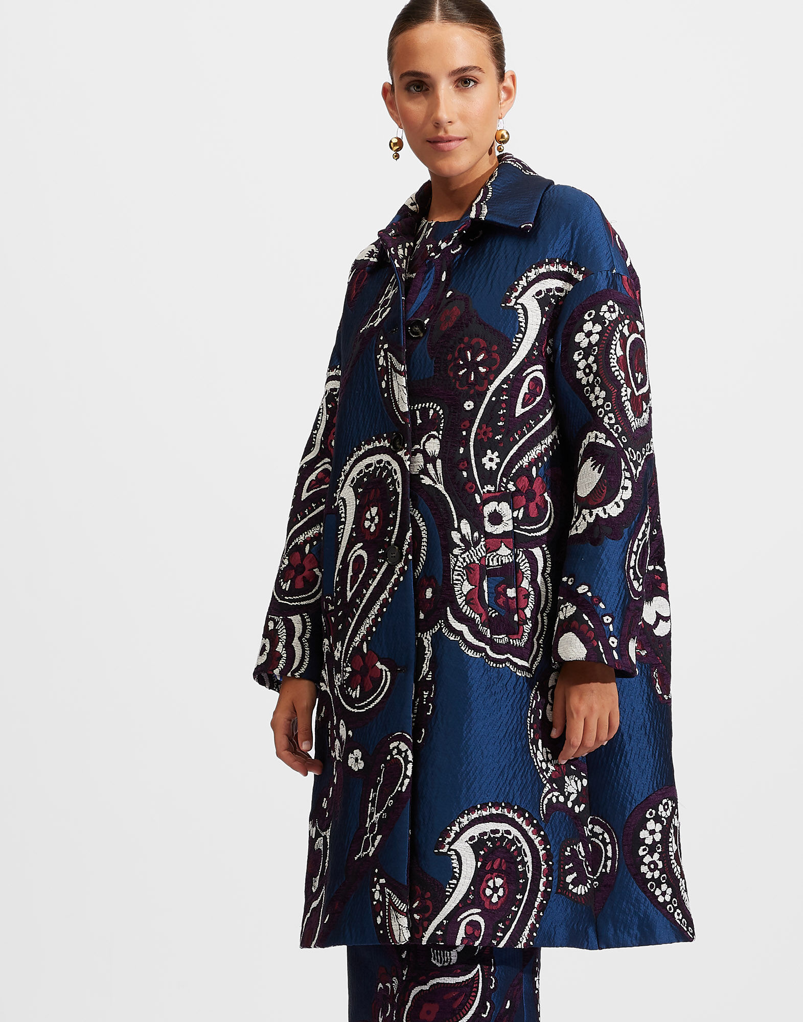 La DoubleJ Boxy Coat Paisley Blu JAC0014JAC035PAI0002