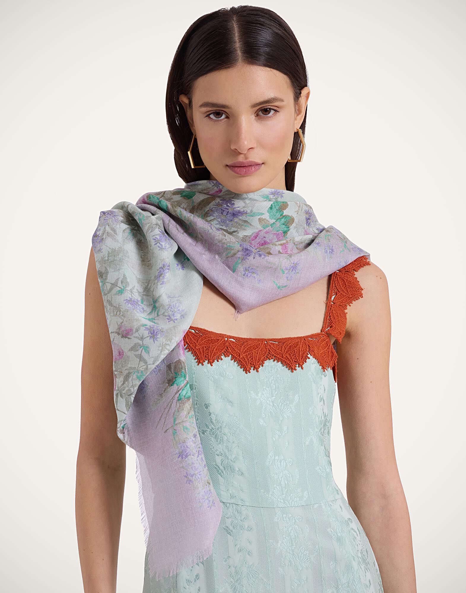 La DoubleJ Foulard 120 Heath Plac&eacute;e Mint SCA0049MOS001HEA03GR11