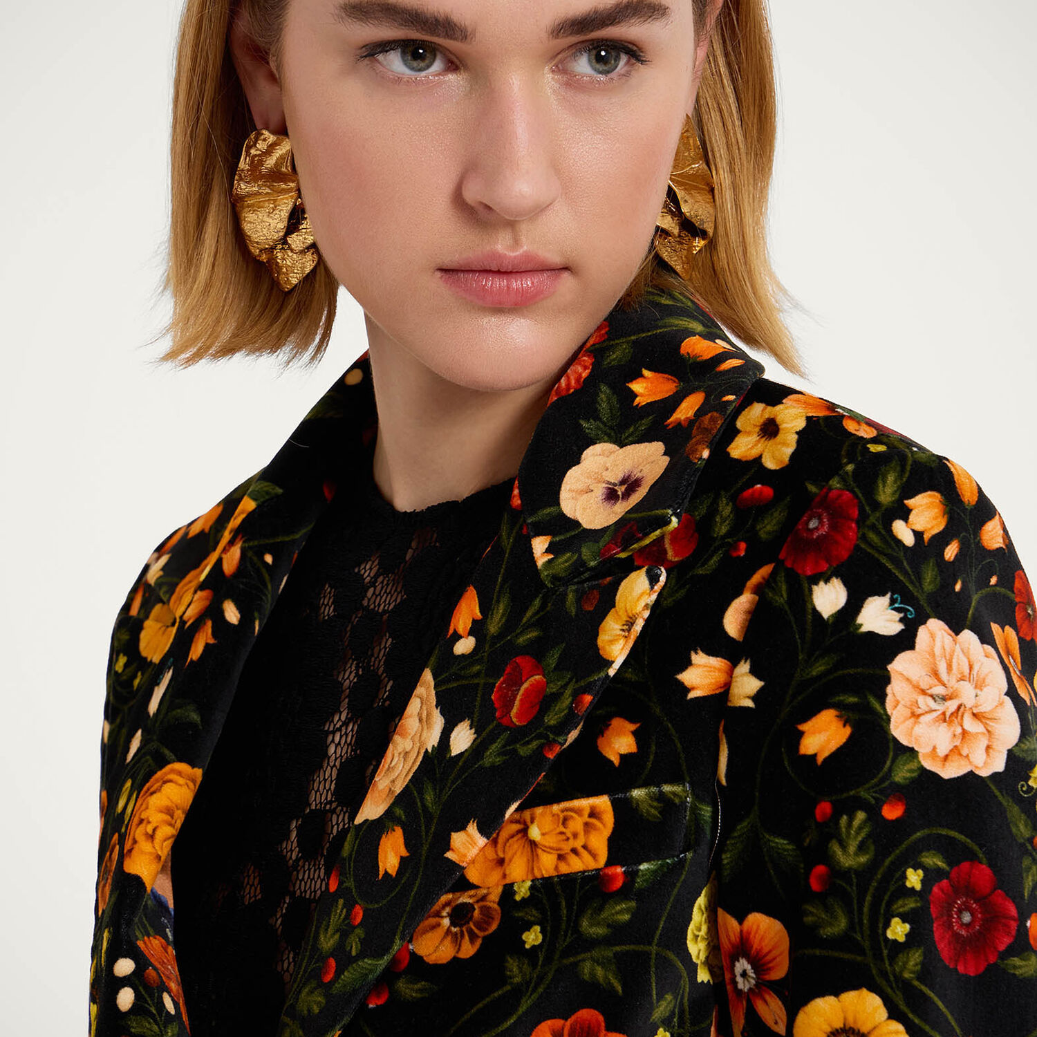 La Doublej 24 7 Single Breasted Floral Jacket In Botticelli Black