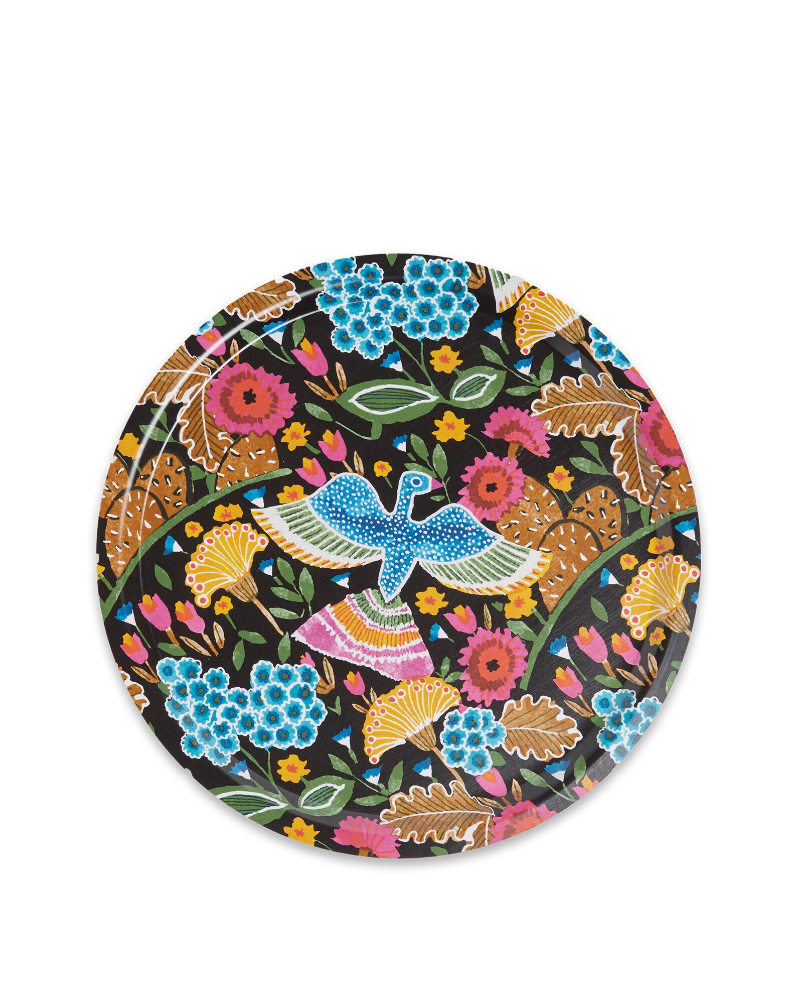La DoubleJ Round Printed Tray Colombo Nero TRA0002WOD001COL0001