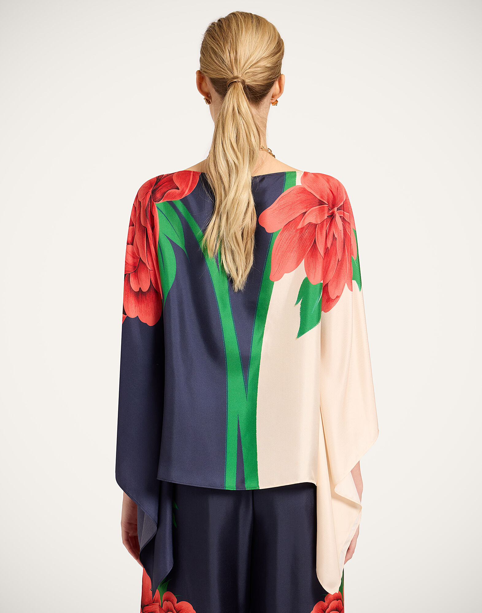 La DoubleJ Foulard Top Queen Peony Plac&eacute;e Blue TOP0195SIL029QPE02BU03