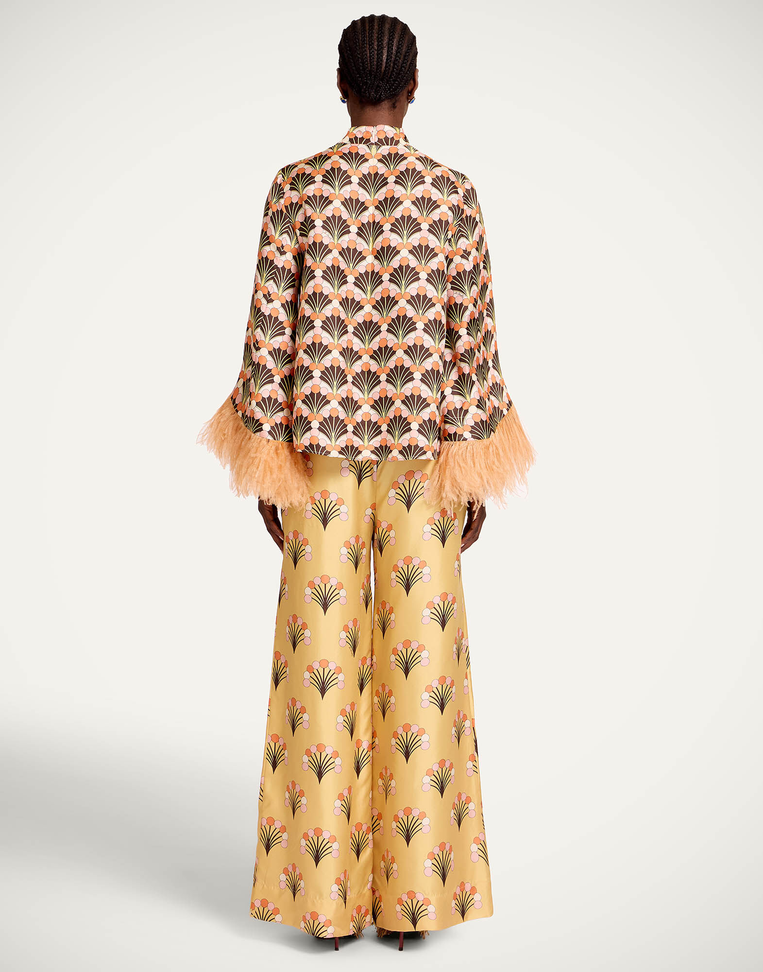 La DoubleJ Palazzo Pants Florette Yellow TRO0003SIL001FLO05YE02