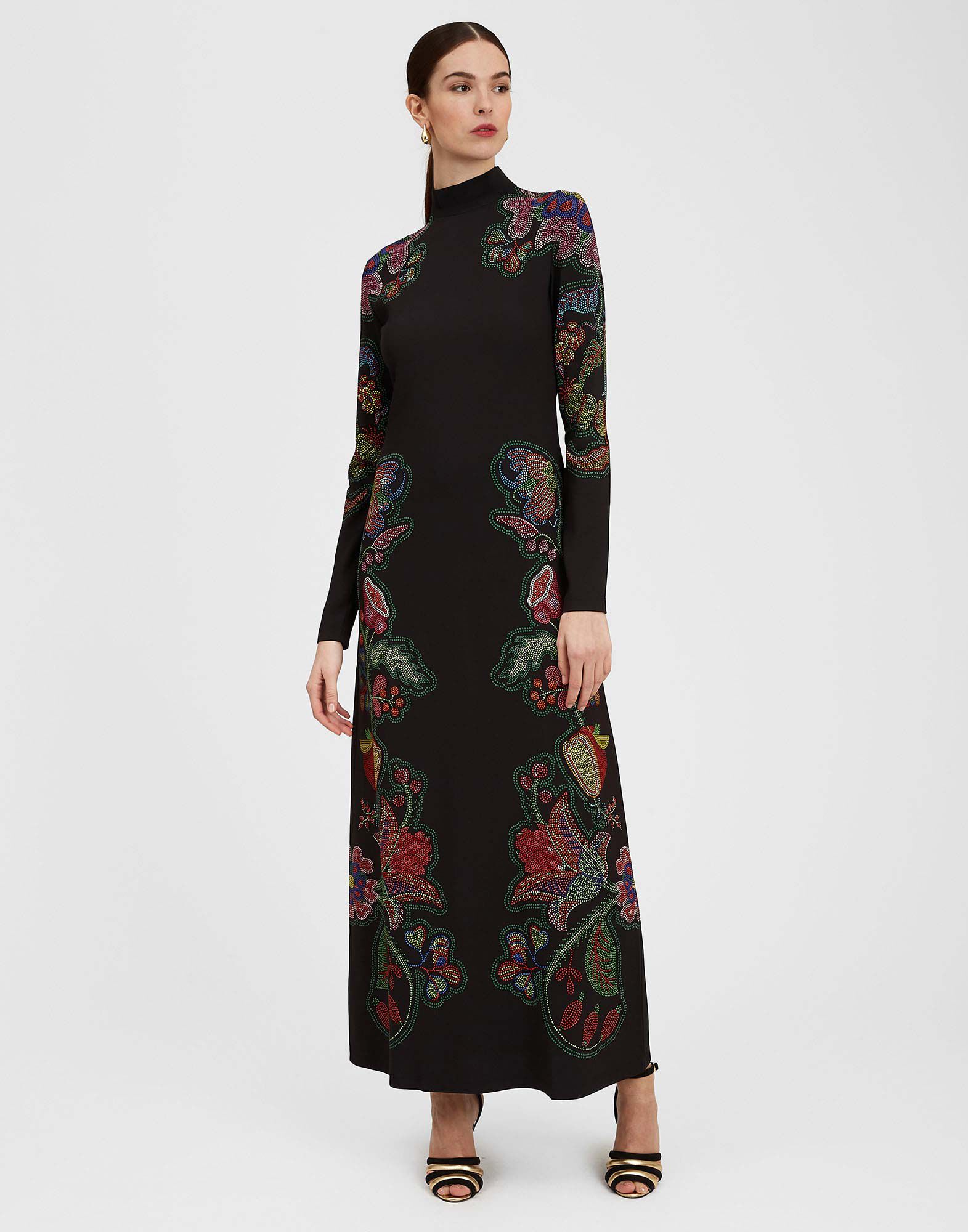 La DoubleJ Halle Dress Grenadilla Plac&eacute;e Black DRE0444VIS011GRN01BL01