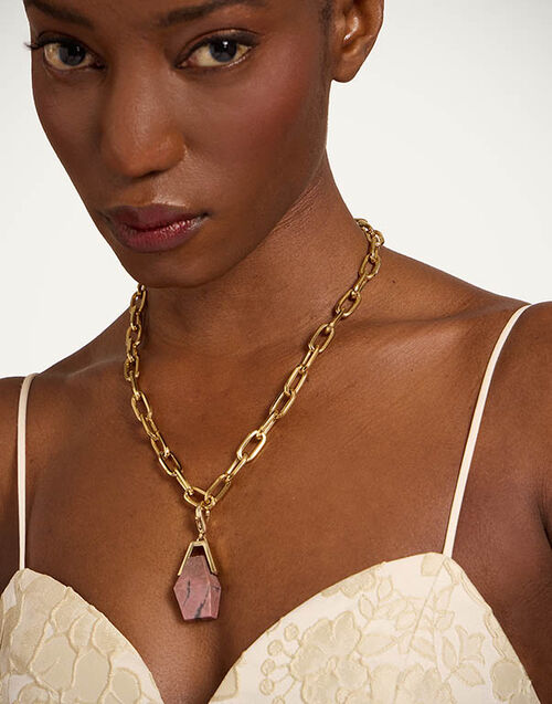 La DoubleJ Portal Charm 24K Gold Plate & Rhodonite CHM0027BRA003RHO01YE05