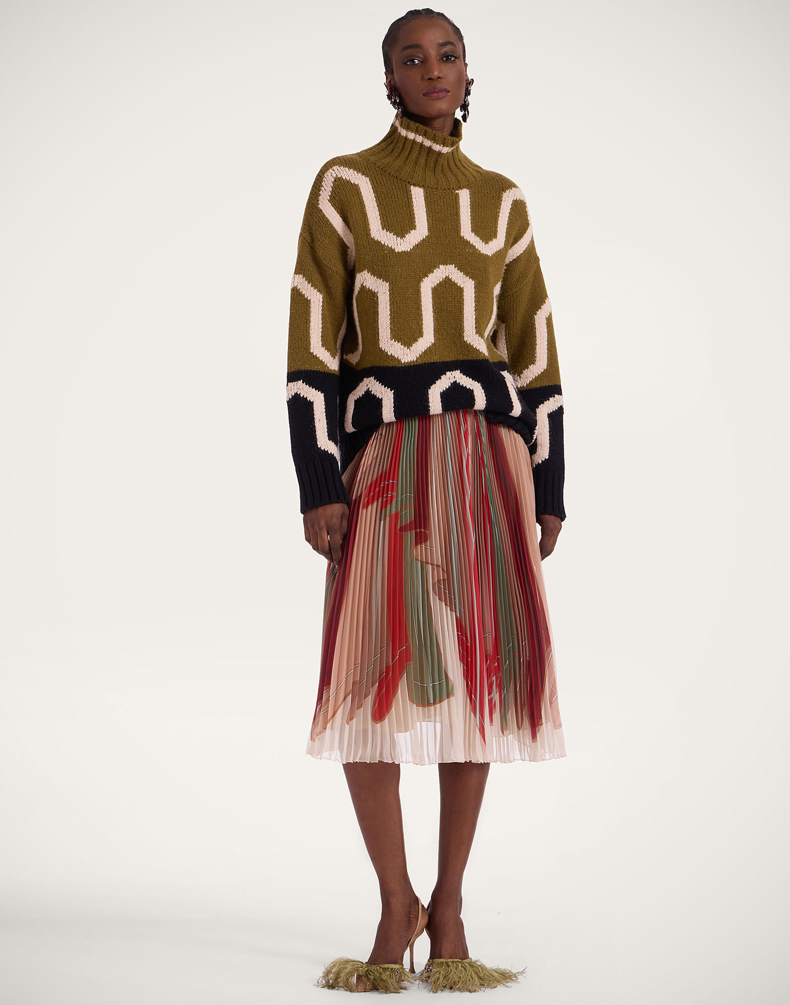 La DoubleJ Supremes Skirt Twist Plac&eacute;e Multicolor SKI0074CHF004TWI01MU01