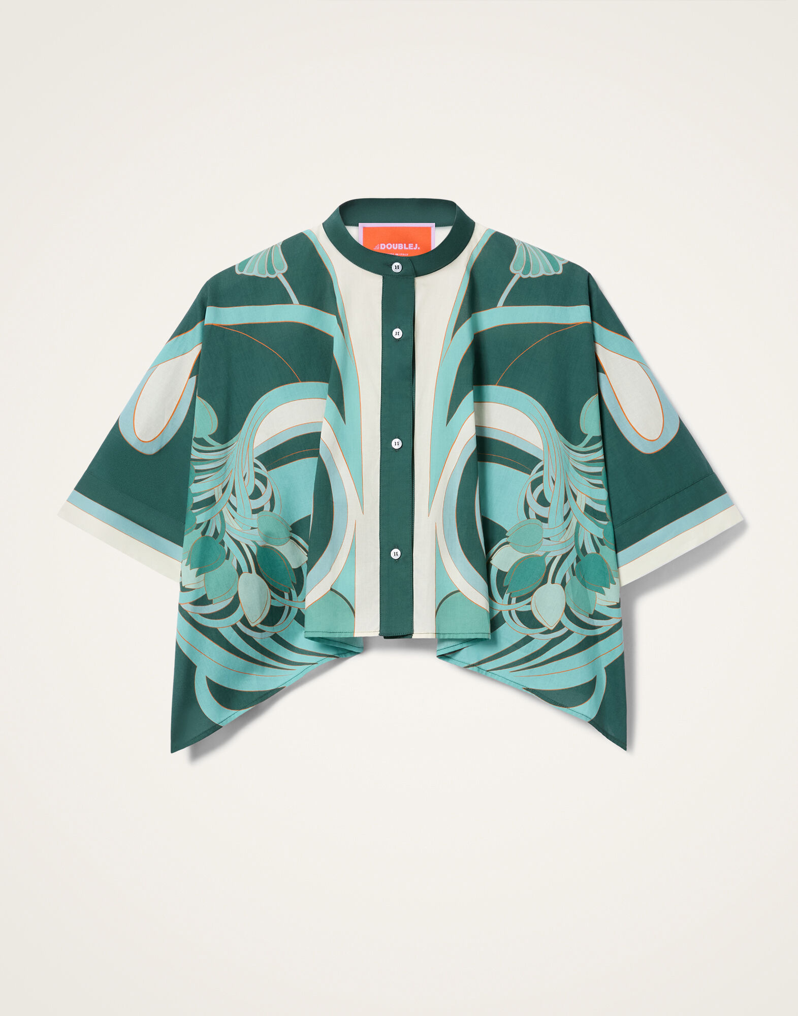 La DoubleJ Mini Foulard Shirt Blooming Tulip Plac&eacute;e Mint SHI0091COT056BTU01GR11