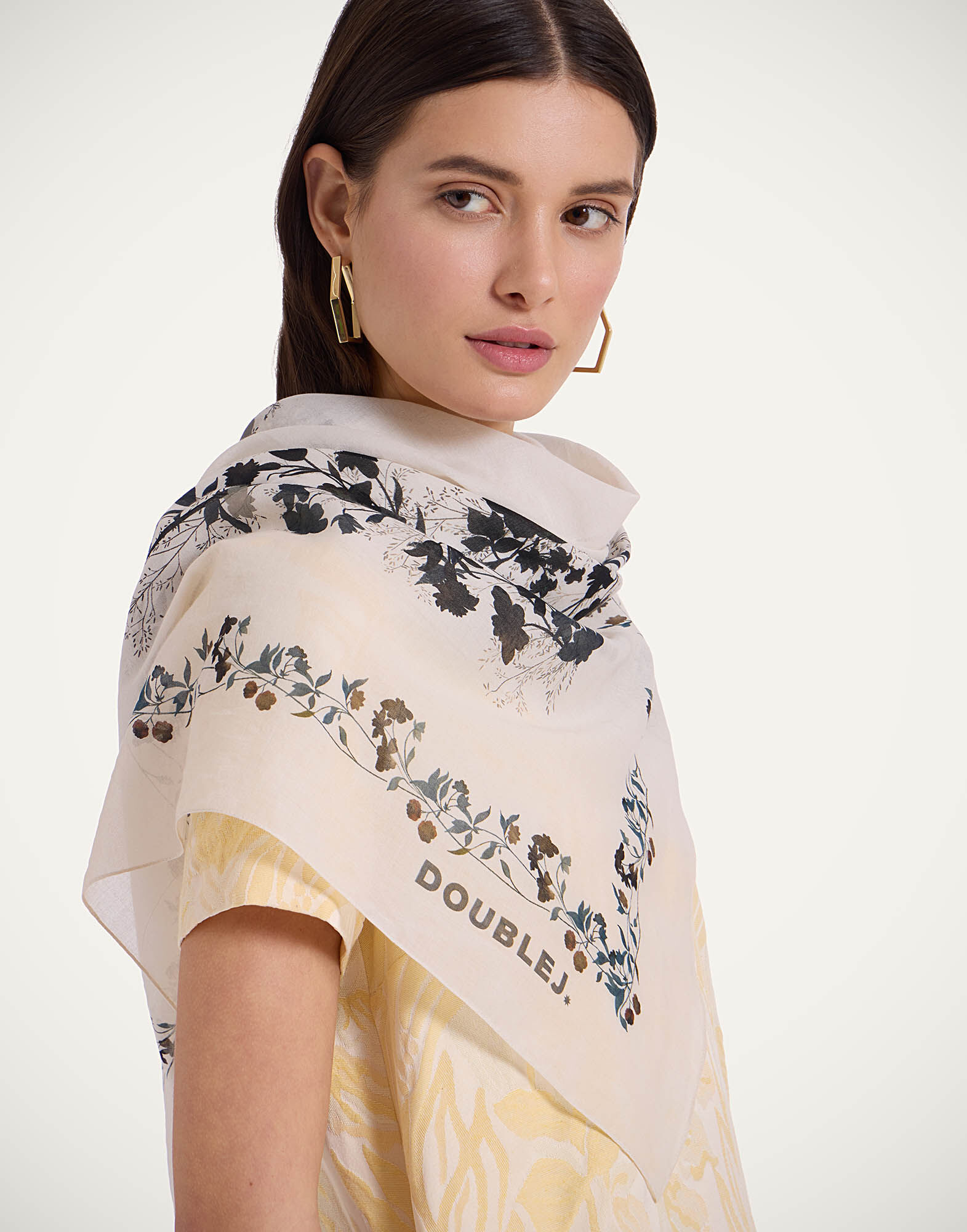 La DoubleJ Pareo Stilo Plac&eacute;e Ivory SCA0020COT021STI01WH04