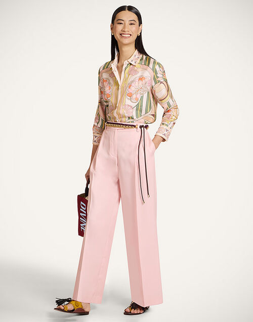 La DoubleJ Loose Pants Solid Pink TRO0135WOL035SOLIDPI01