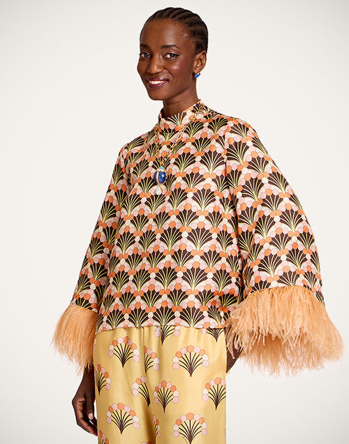 La DoubleJ Make An Exit Top Florette Fan Brown TOP0104SIL001FLF02BR02