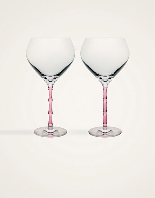 La DoubleJ Bamboo Balloon Glasses Set Of 2 Solid Pink GLA0049GLS002SOLIDPI01