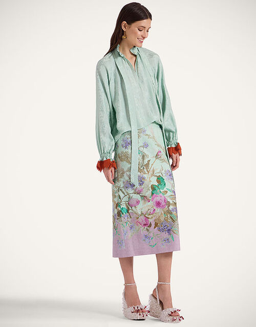 La DoubleJ Pencil Skirt Heath Plac&eacute;e Mint SKI0011COT005HEA02GR11