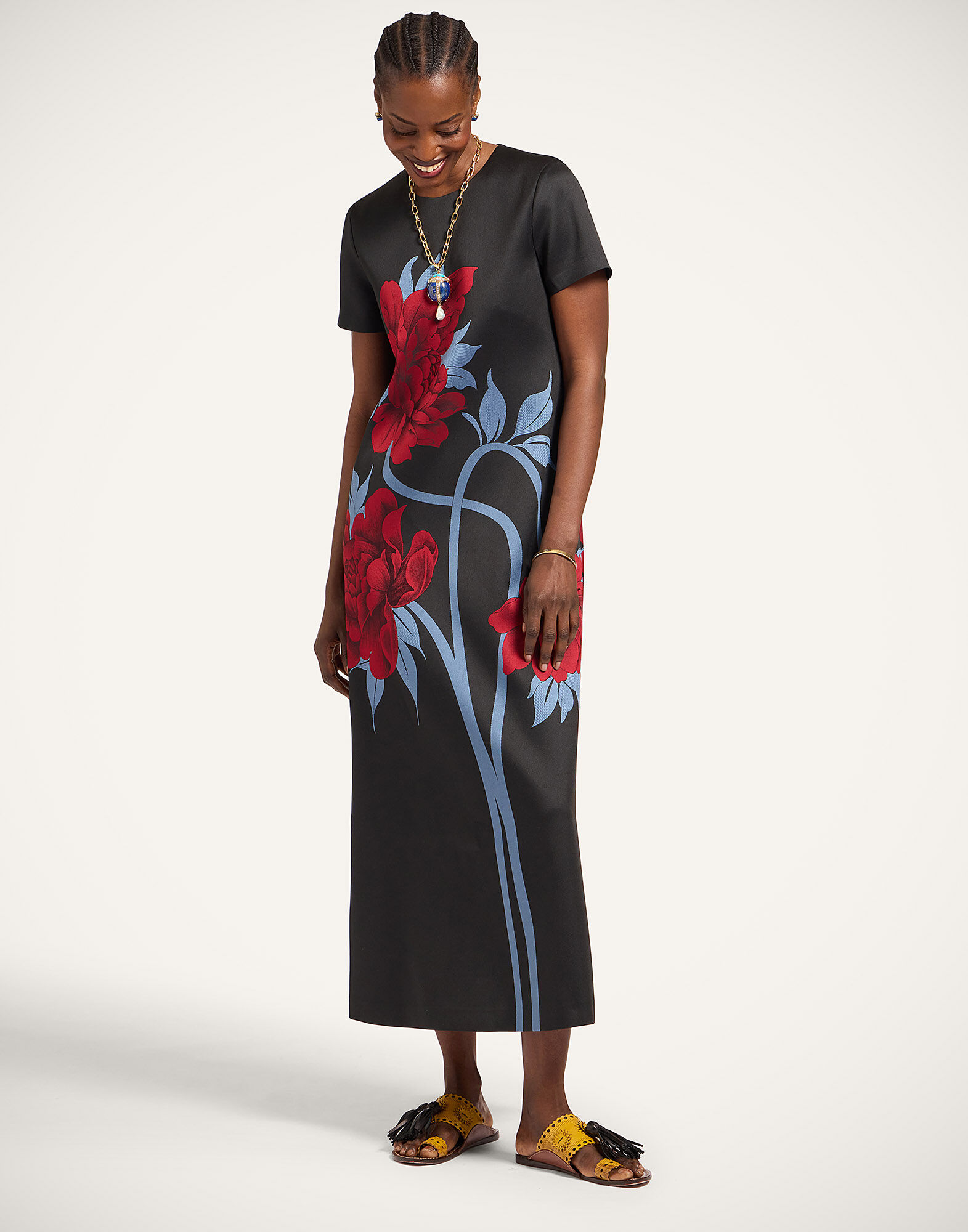 La DoubleJ Swing Dress Peonies Blue DRE0001JCQ135PEO09BU03