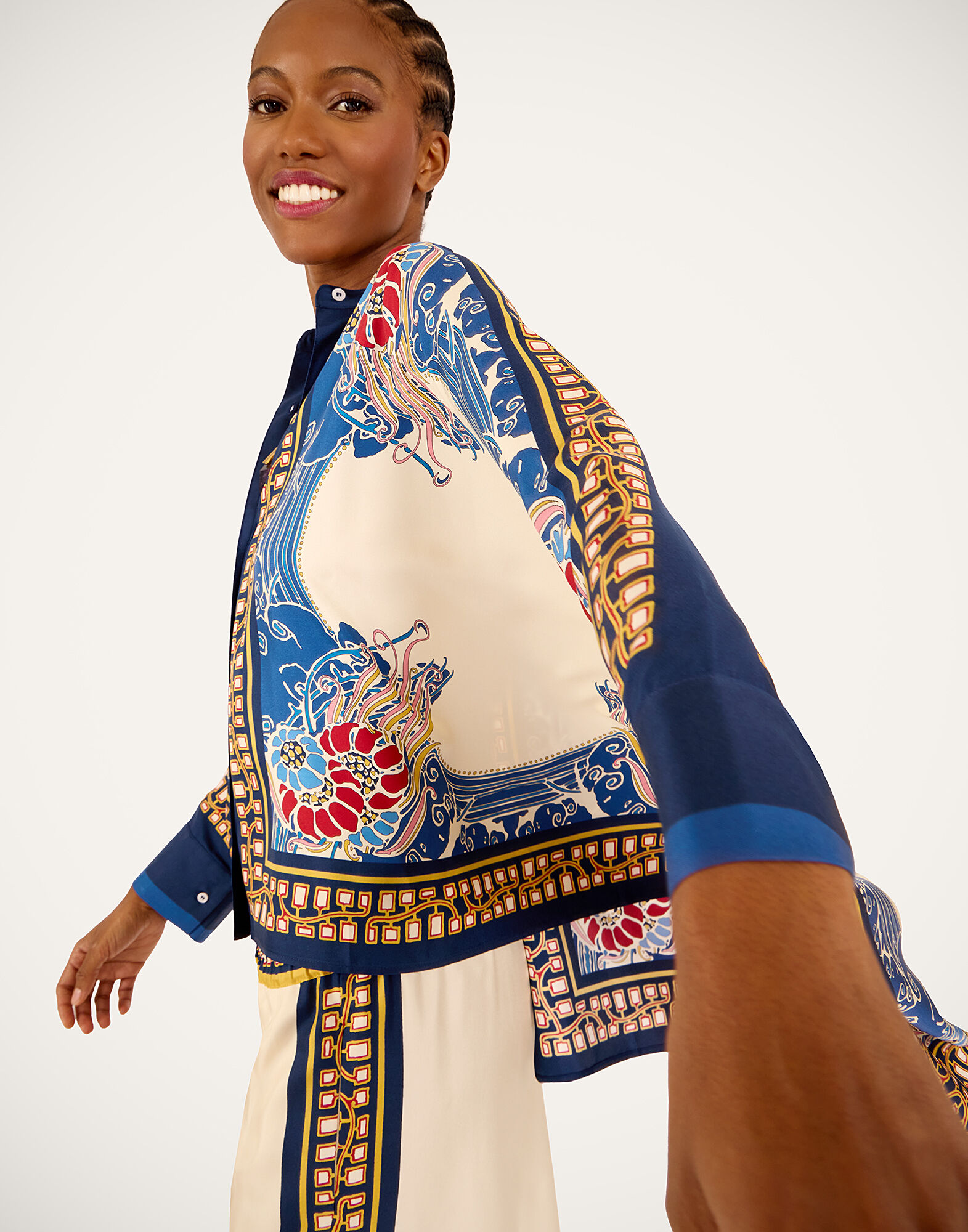 La DoubleJ Foulard Shirt Lemuria Plac&eacute;e Blue SHI0059SIL006LEM02BU03