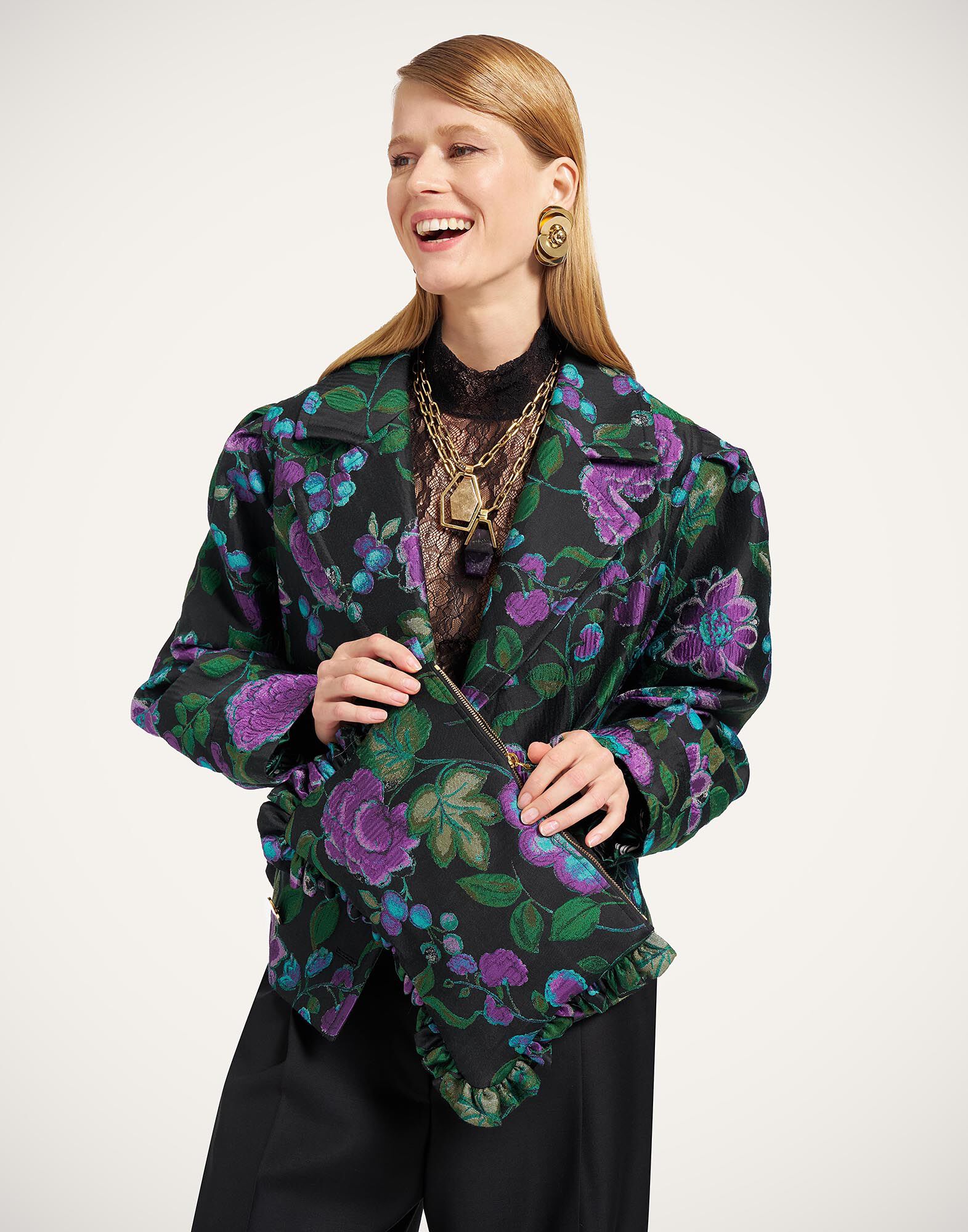 La DoubleJ Victoria Jacket Botanical Black JAC0201JCQ144BOT01BL01