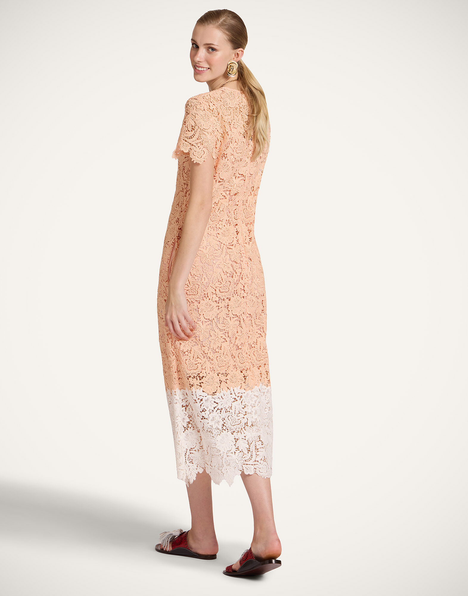 La DoubleJ Super Swing Dress Solid Apricot DRE1065LAC013SOLIDOR11