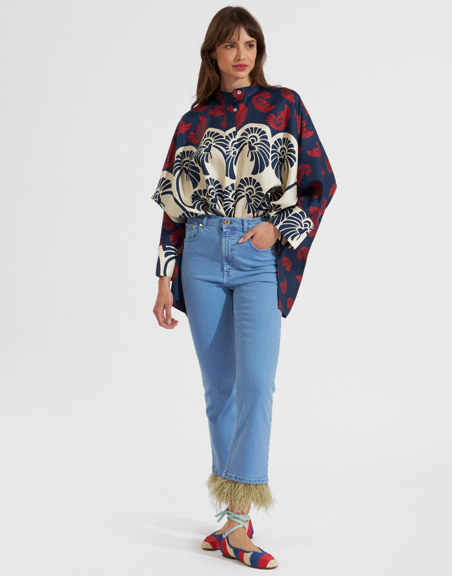 La DoubleJ Foulard Shirt Palmetto Plac&eacute;e SHI0075SIL001PIG01BU06