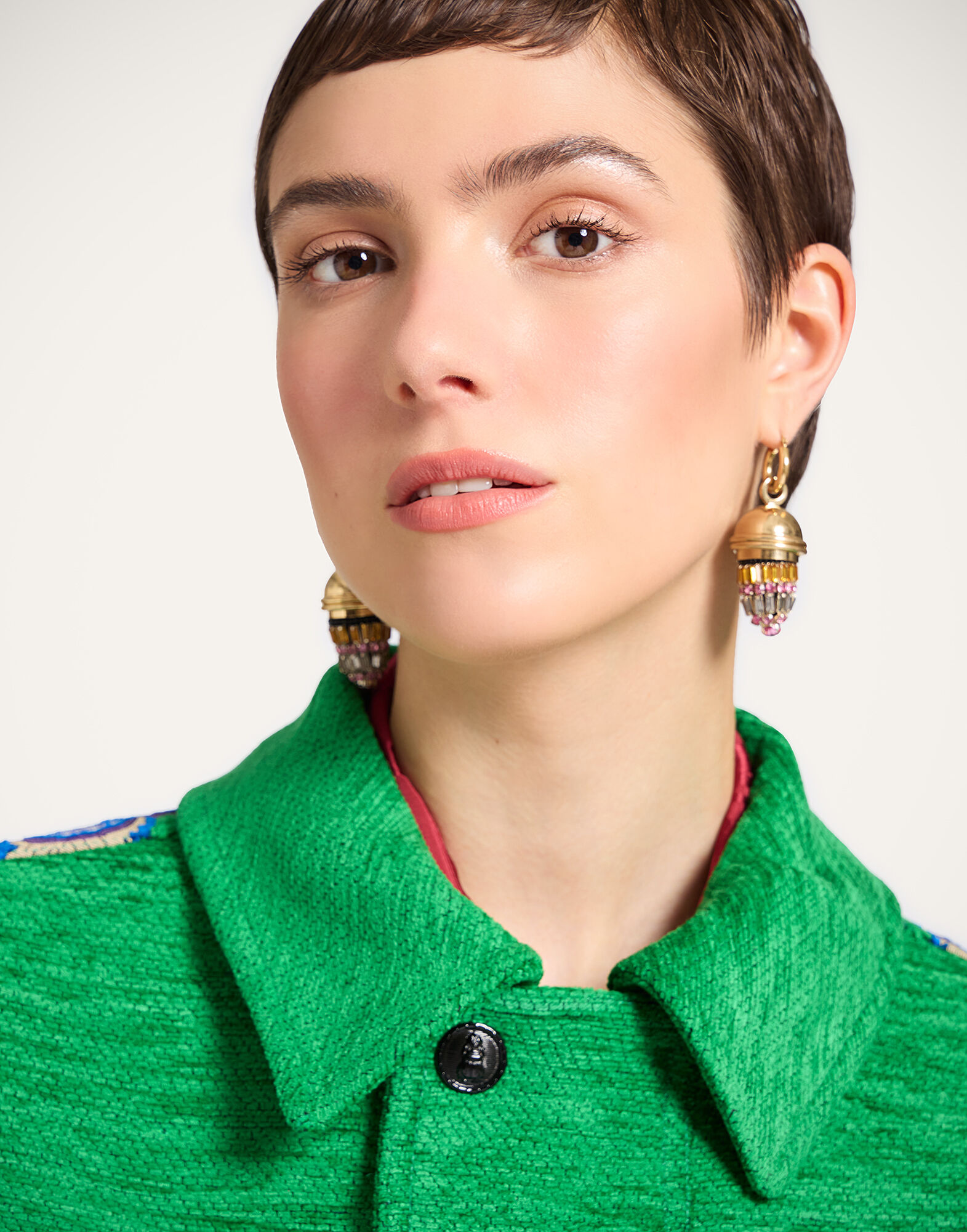 La DoubleJ Truffle Coat Cornucopia Plac&eacute;e Green JAC0178JCQ130CRN02GR02