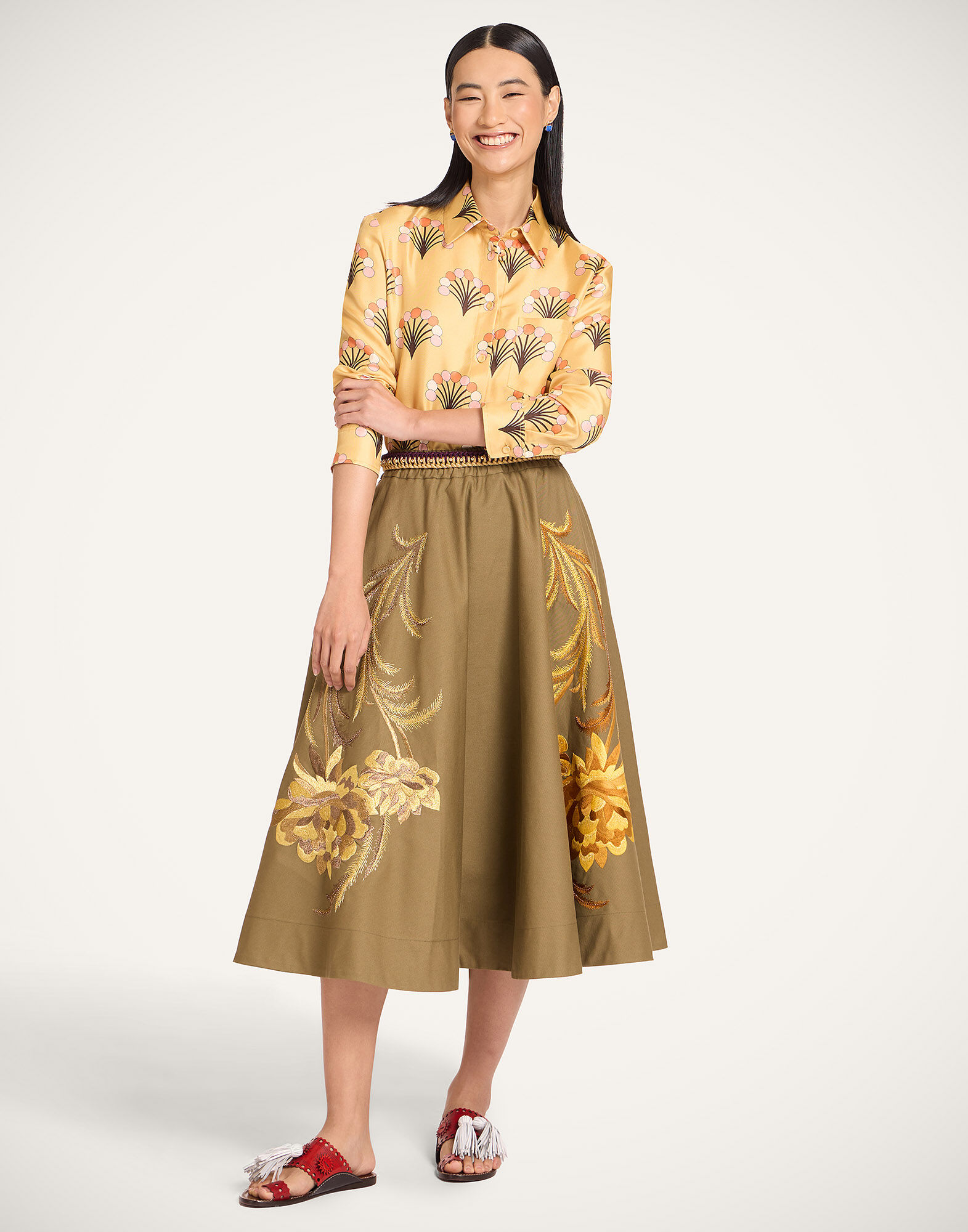 La DoubleJ Ballerina Skirt Solid Khaki Green SKI0194COT089SOLIDGR07