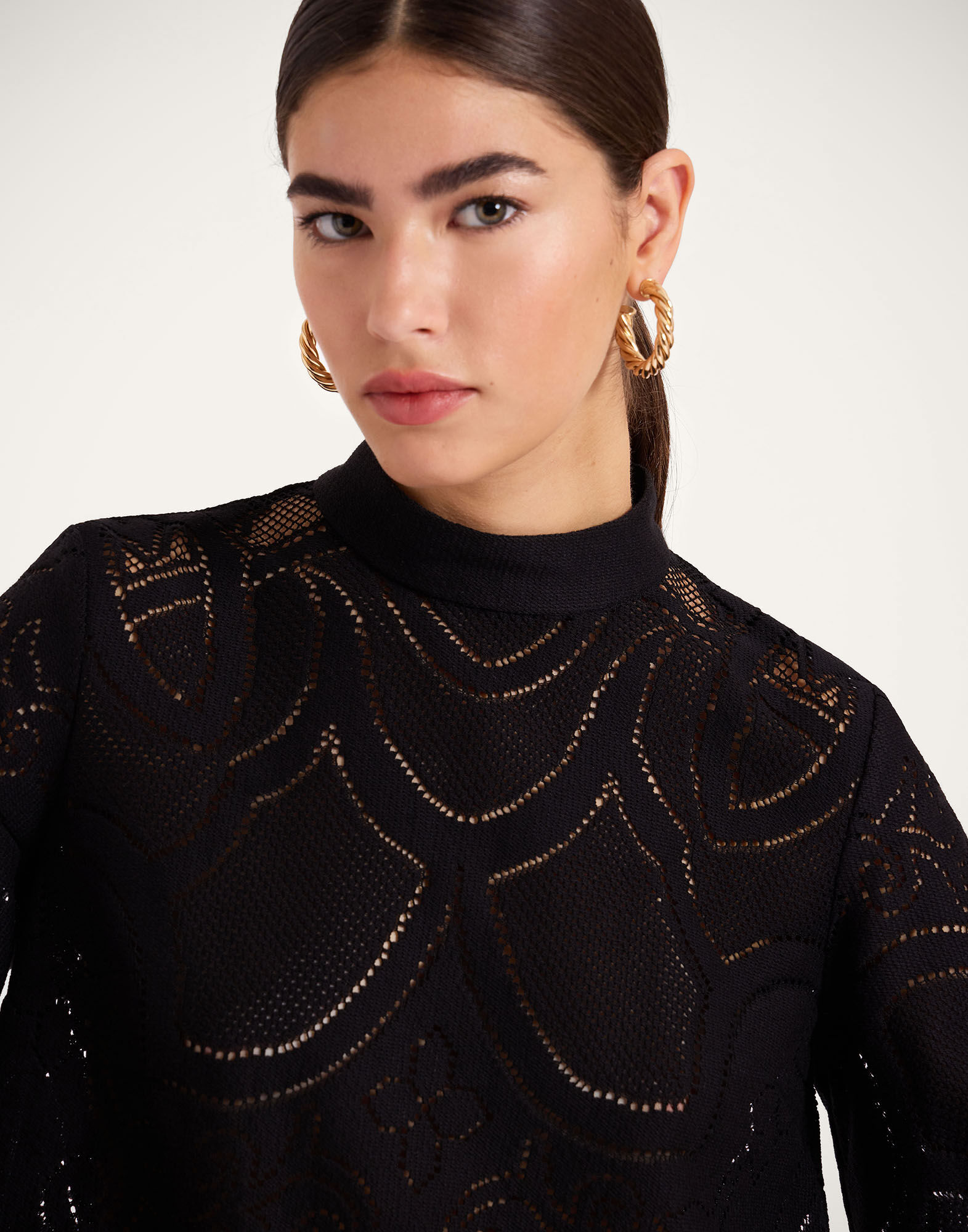 La DoubleJ Lacey Make An Exit Top Solid Black TOP0108EMB064SOLIDBL01