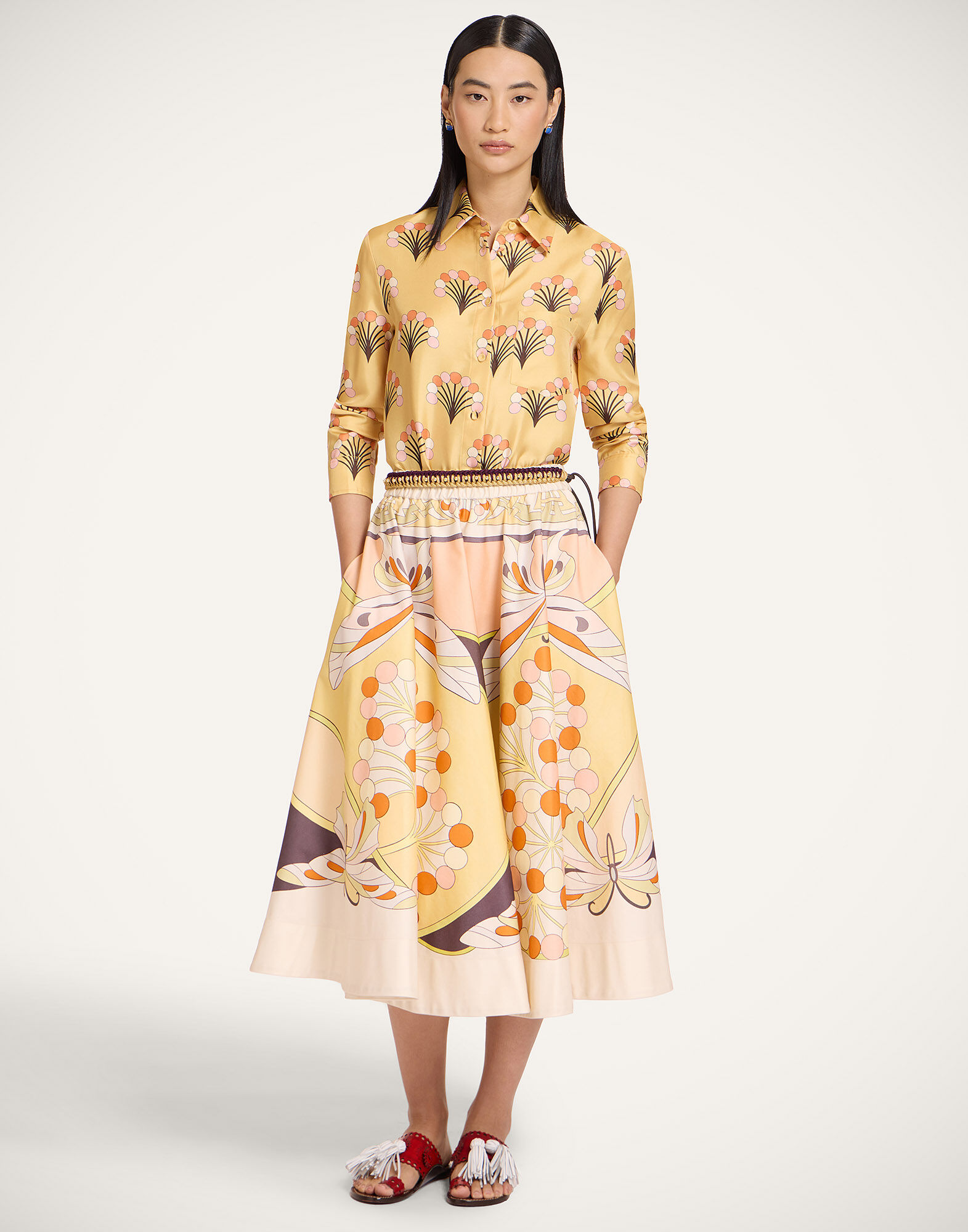 La DoubleJ Ballerina Skirt Florette Plac&eacute;e Pale Pink SKI0199COT094FLO08PI02