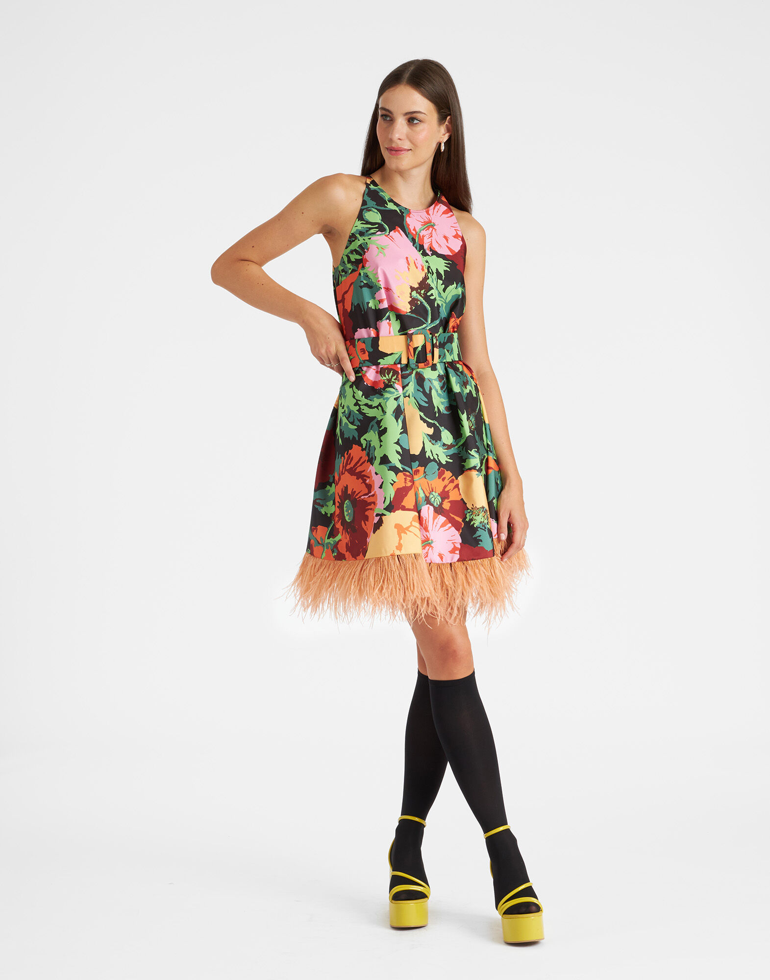 La DoubleJ floral-print minidress - Black
