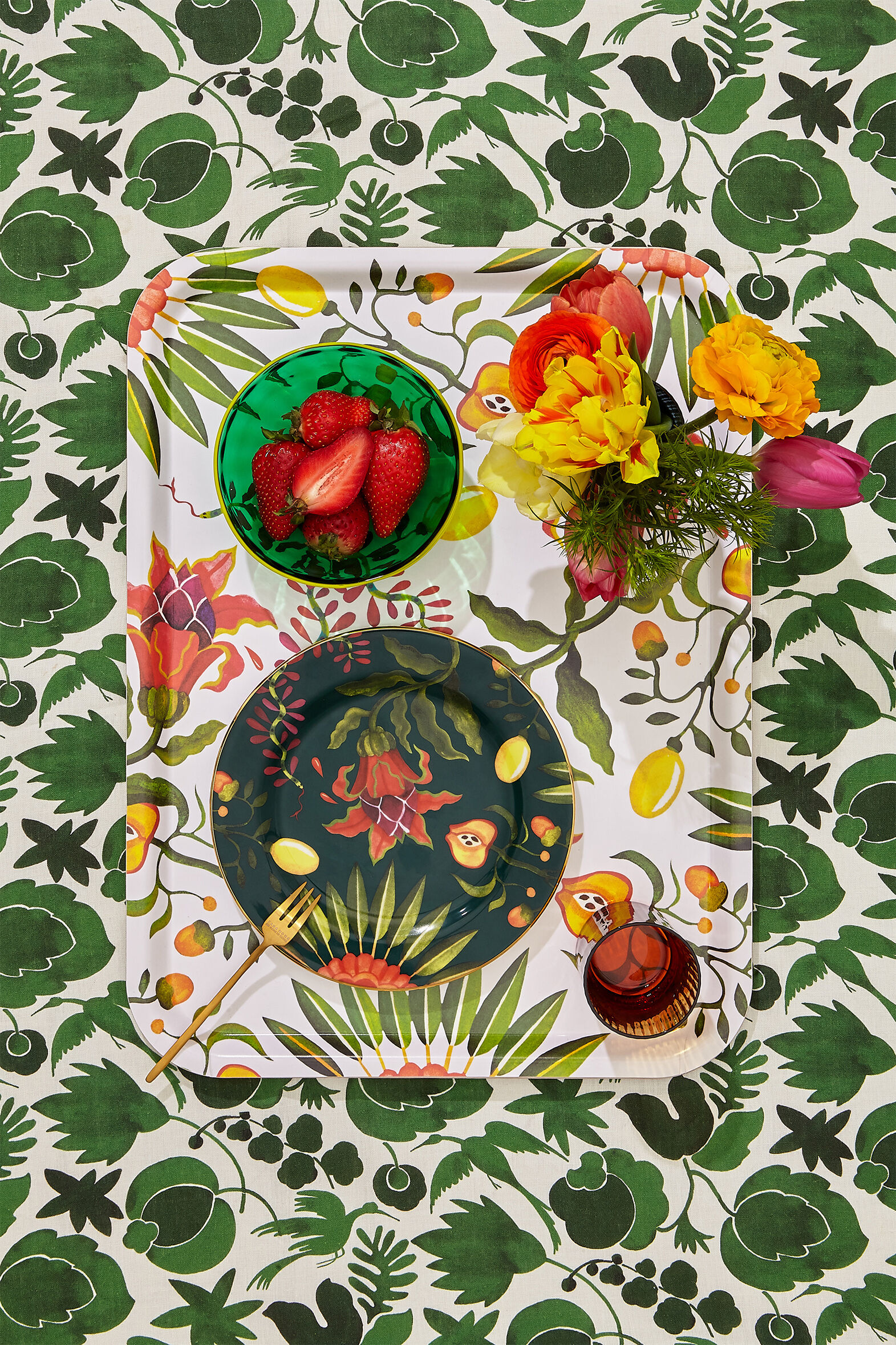 La DoubleJ Rectangular Printed Tray Eden TRA0001WOD001HLE0008