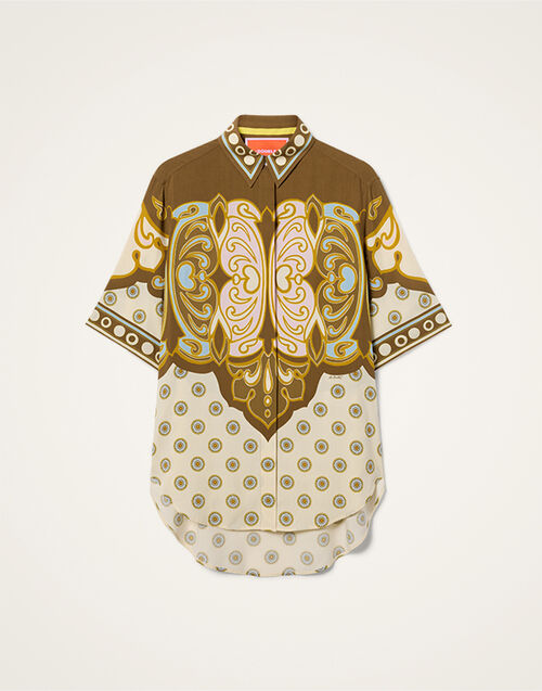 La DoubleJ Club Shirt Cocoon Plac&eacute;e Brown SHI0171VIS032COC02BR02