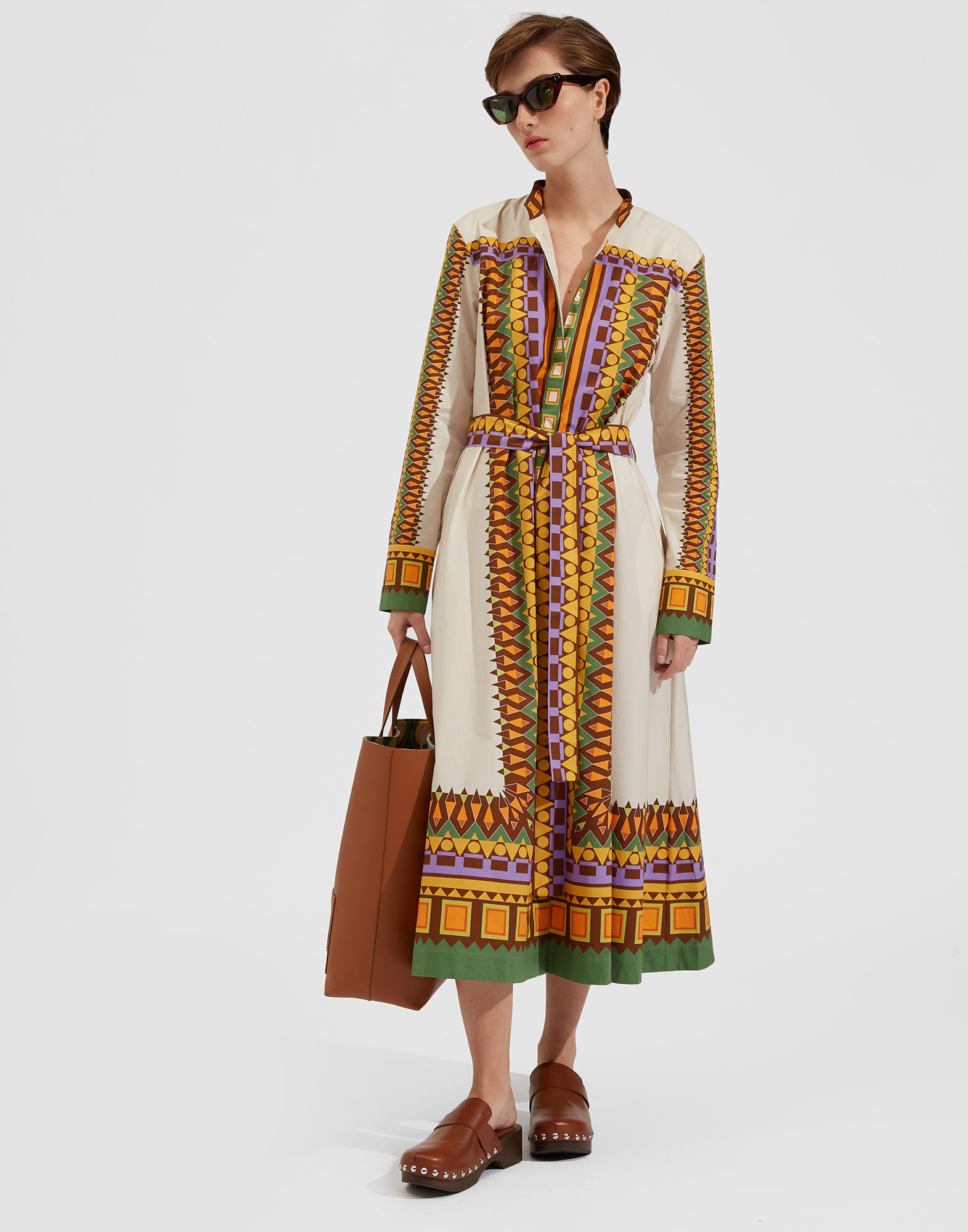 La DoubleJ Sundowner Dress Sunset Bianco Plac&eacute;e DRE0459COT015SUS0001