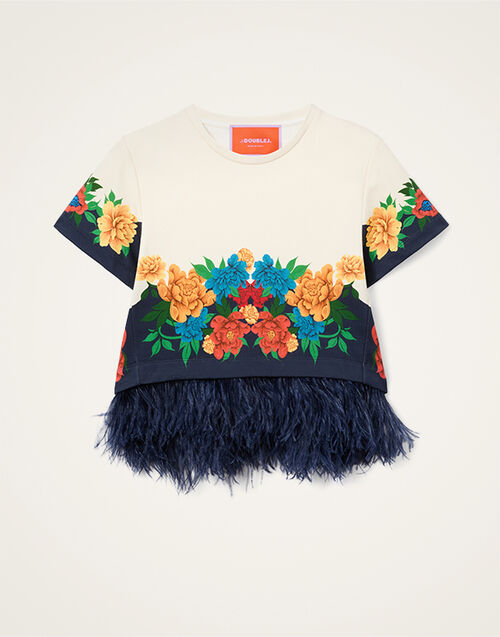 La DoubleJ La Scala Tee Princess Peony Plac&eacute;e Ivory TSH0038JER040PPE02WH04